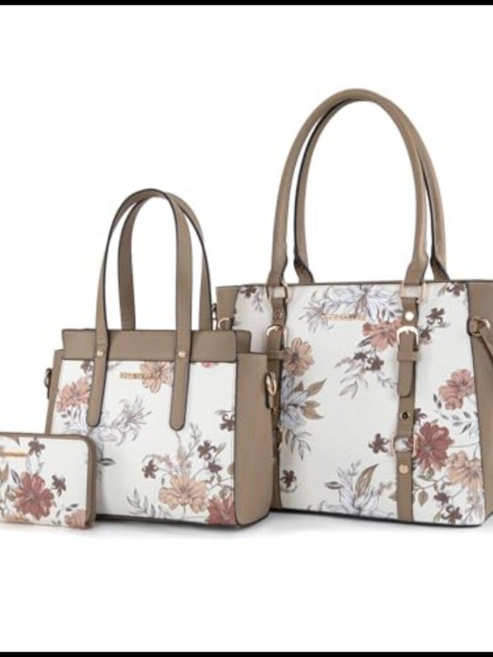 PU Leather 3PC Tote Bag and Wallet Set Satchel Shoulder Handbags for Women